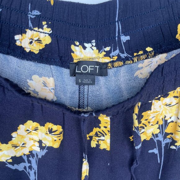 LOFT Floral Navy/Yellow Cotton Pants - Picture 3 of 4